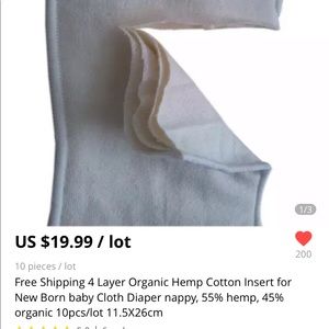 Hemp cloth diaper inserts